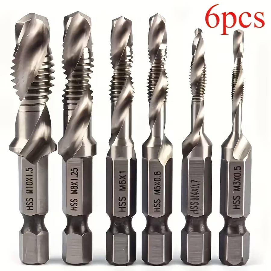 6pcs High Quality Carbon Steel HSS Drill Bit Set - Metric Thread M3-M10