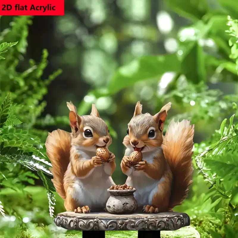 1pc Classic Bohemian Style Acrylic Squirrel Garden Stake Multi-Functional Animal Theme Outdoor Decor