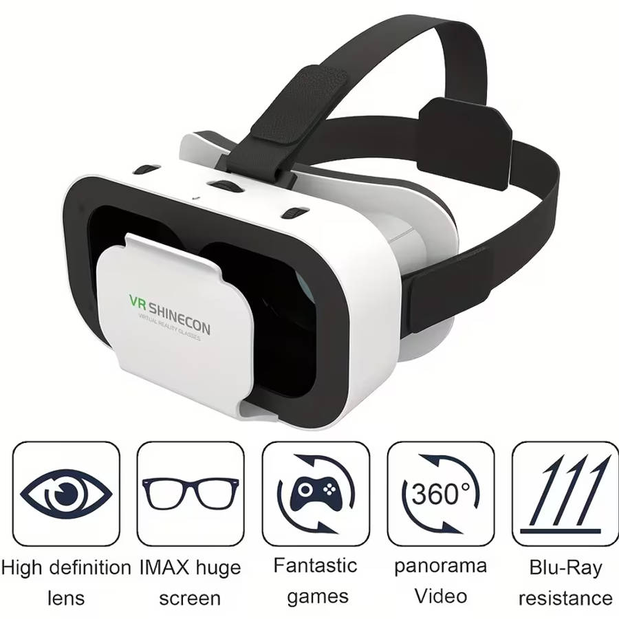 VRSHINECON Virtual Reality VR Glasses Mobile Phone Movie Game 3D Digital Glasses (White)