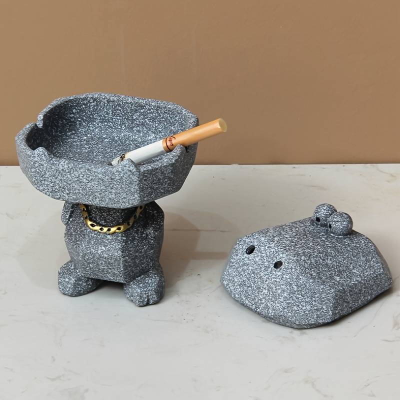 1pc Cute Hippo Resin Ashtray with Lid Pink Gray Blue Glittery Designs Fun Home Office D