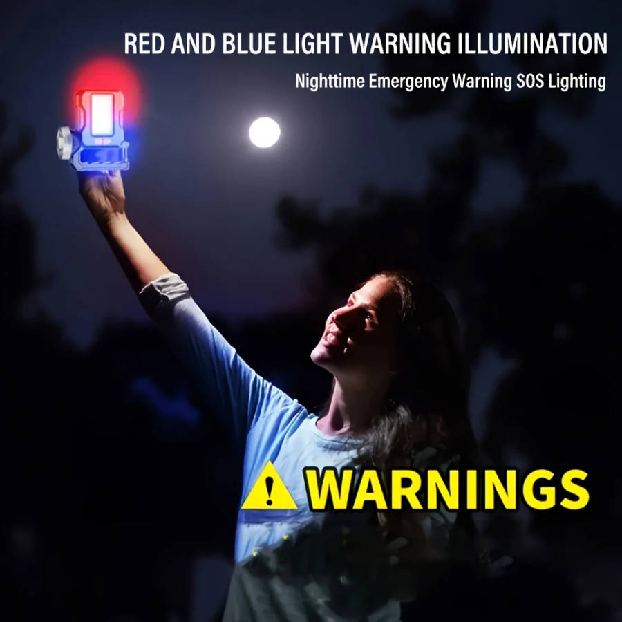 1pc Rechargeable LED Searchlight Portable Flashlight With Metal Locking Clip Handheld Spotlight And