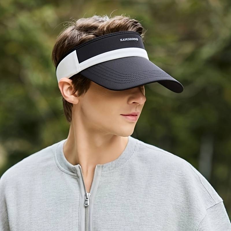1pc Unisex Adjustable Sun Visor Hat with Breathable Design Black White Striped Open-Top Cap for