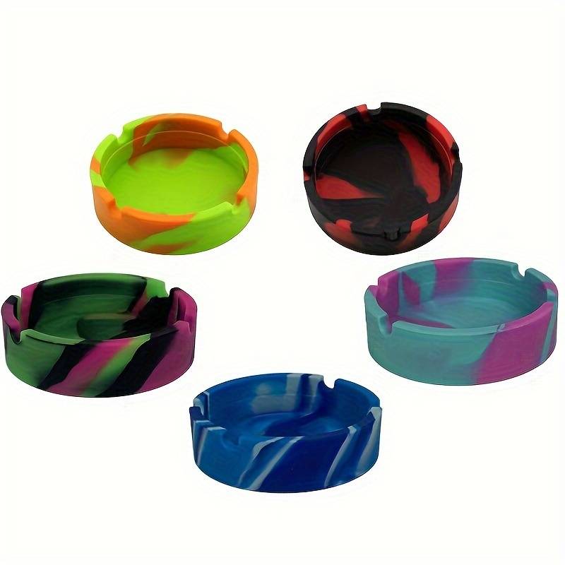 5-Piece Set Classic Camouflage Portable Silicone Ashtrays Round Non-Electric Durable Home A