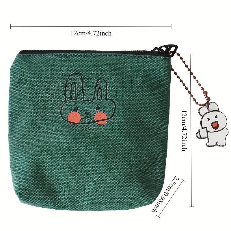 1pc Small Canvas Cute Bunny Coin Purse Simple Fresh Hand Wash or Professional Dry Clean