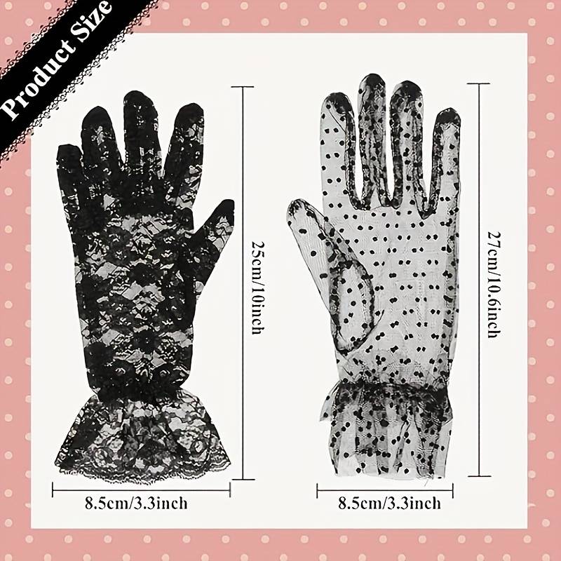 4 Pairs Lace Wrist Length Gloves