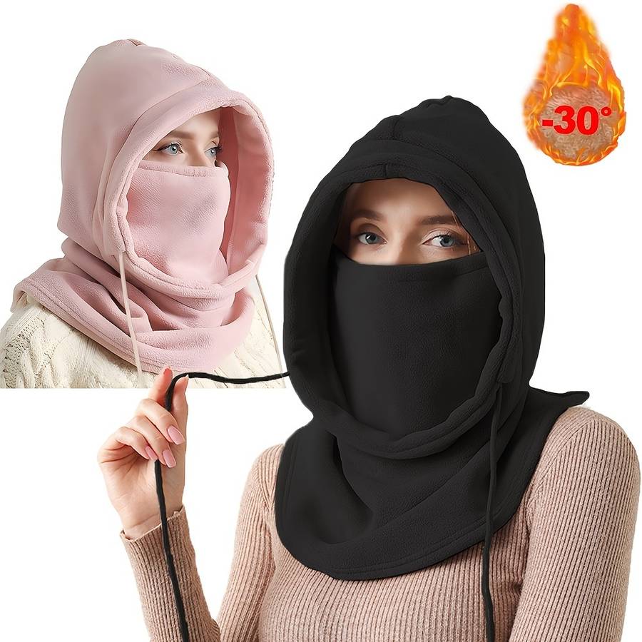 1pc Windproof Reversible Beanie Neck Gaiter Reversible Knit Beanie with Integrated Neck Gaiter
