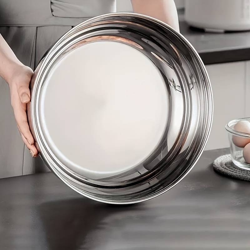 2pcs Large Silvery Stainless Steel Mixing Bowls Rust Resistant Deep And Wide Suitable for K