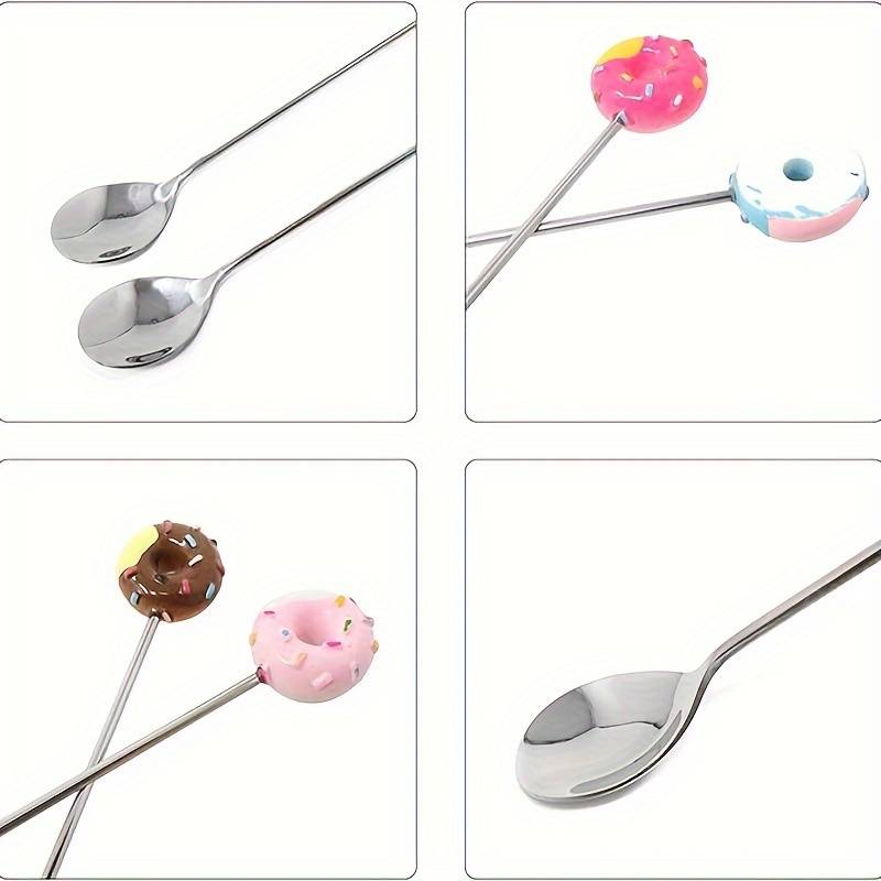 4pcs Set of Cute Donut Stainless Steel Spoons Perfect for Desserts Ice Cream Coffee Idea