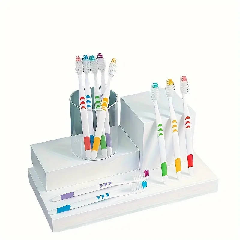 10Pack Bamboo Charcoal Nano Toothbrushes Soft Manual Toothbrushes for Adults Compact Polyester Brist
