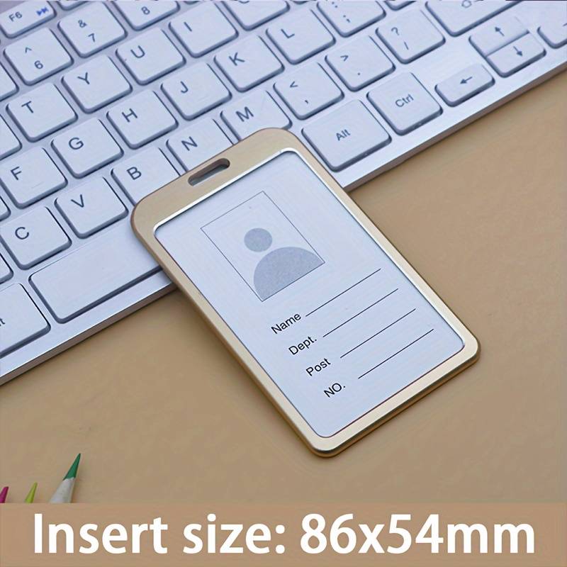 1pc A Vertical Aluminum Card Holder In Golden Color Suitable For Employee ID Cards Student Cards