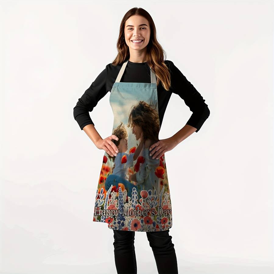 1pc Custom Photo Apron Personalized Kitchen Dining Wear for Mother's Day Birthdays Anniversar