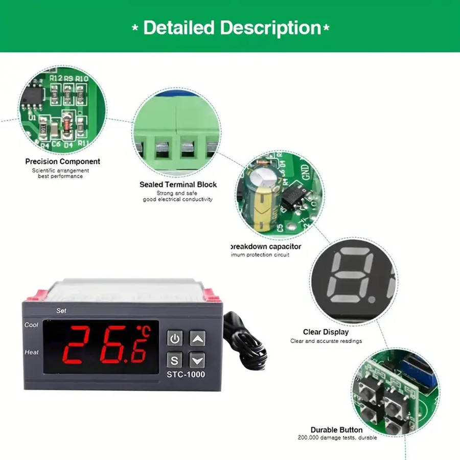 led digital thermostat for incubator temperature controller thermoregulator relay heating cooling 12v 24v Product details 4