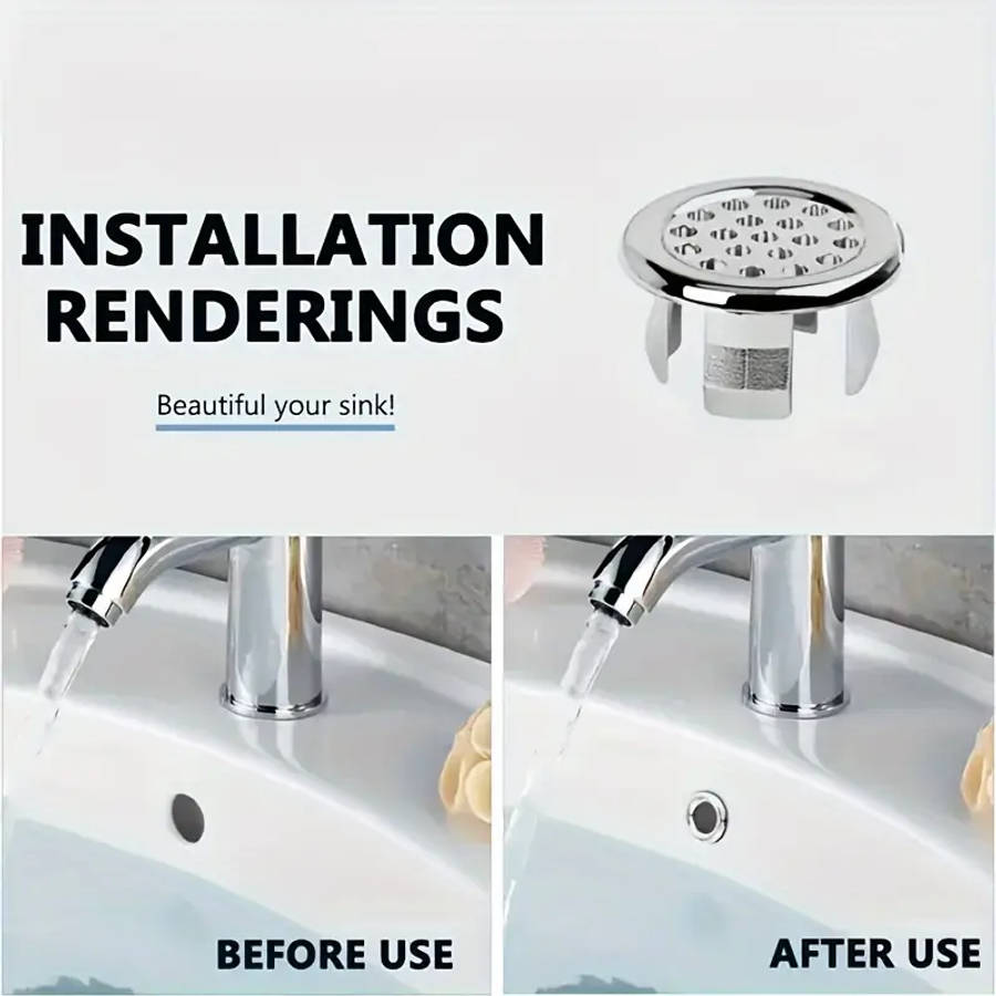 4pcs Sleek Chrome Plastic Overflow Rings for Kitchen Bathroom Sinks Durable Easy Install Replacement