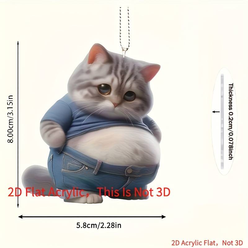 1pc 2D Flat   Printing 3 acrylic cat ornaments acrylic fat cat pendant car hanging orname