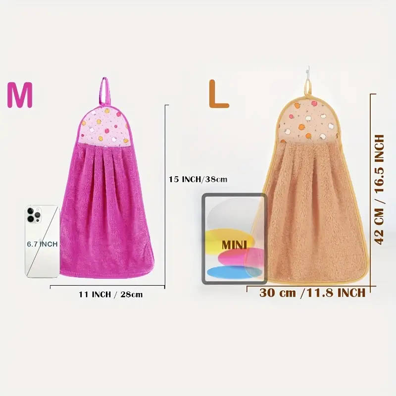 1pc Ultra-Absorbent Quick-Dry Kitchen Bathroom Hand Towel Lightweight Cartoon-Themed Round Nylon Mic