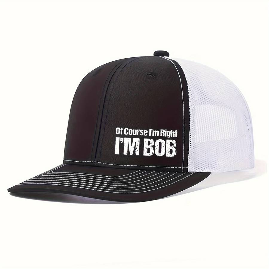 1pc Unisex Polyester Baseball Cap with Of Course I'm Right Print Breathable Mesh Snapback Hat A