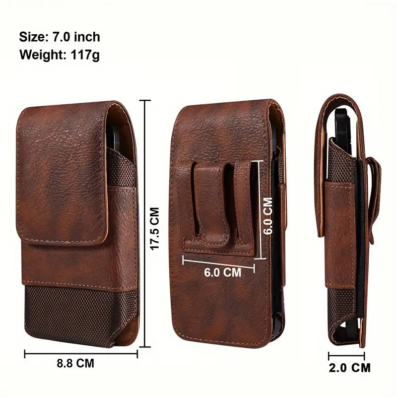 1pc Outdoor Belt for a 7.0-Inch Universal Leather Phone Case Made from Top Layer Cowhide Bag