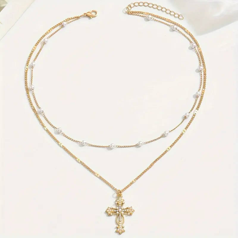 Elegant Multi-Layer Cross Pendant WITH Necklace