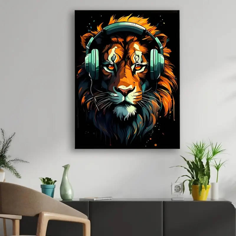 3 Piece/Set Unframed Modern E-sports style Wearing headphones Tiger Wolf Chimpanzee Painting