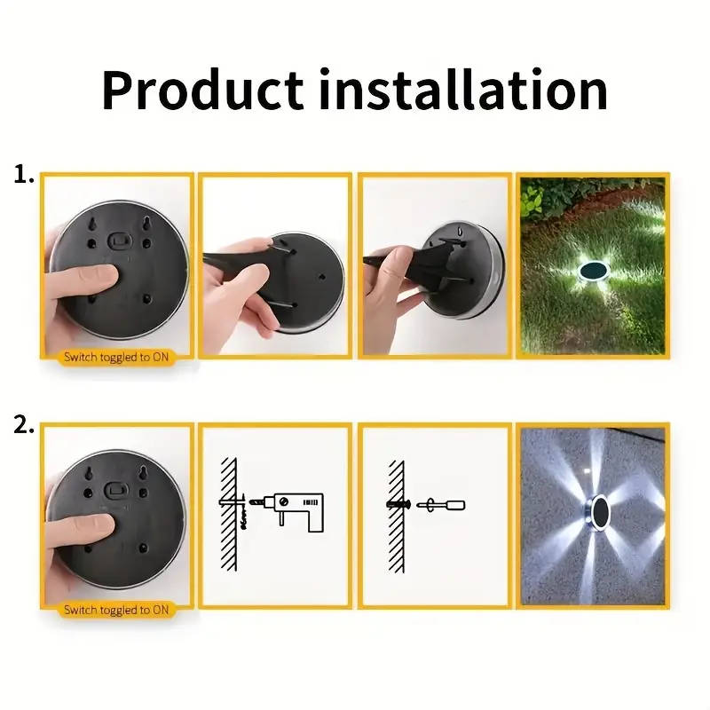1pc Led Solar Ground And Wall Light