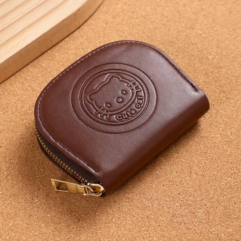 1pc for hello kitty Brown Wallet with Zipper Closure Lightweight Portable Mini Purse for Car