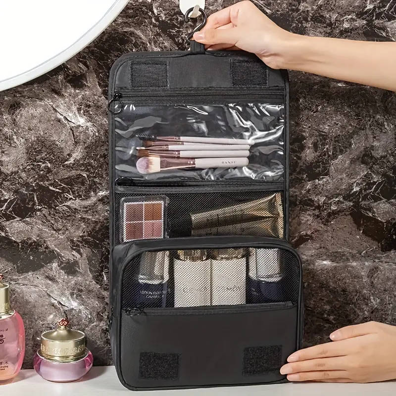 1pc Travel Cosmetic Bag Polyester Hand Wash Only Hanging Toiletry Organizer Gift for Friends Versati
