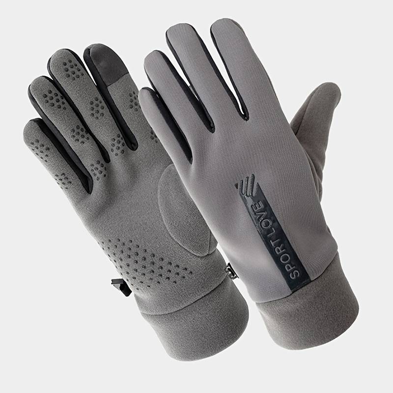 1 Pair Men Gray Warm Gloves