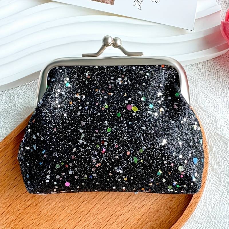 1pc Festive Glitter Mini Pouches 4 Colorful Sparkly Coin Purses with Zipper Closure Perfect for