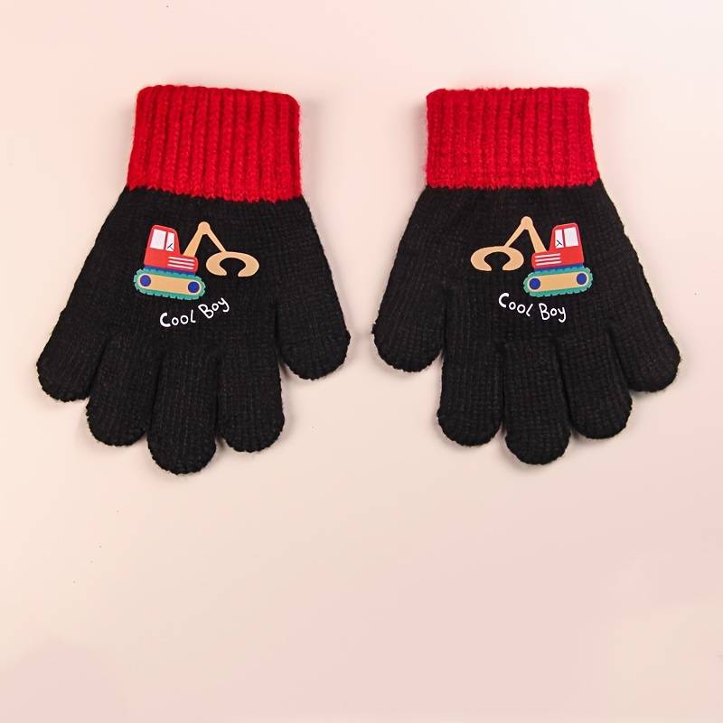 1 Pair Purple Thick Size 1 To 5 Years Old Warm Gloves