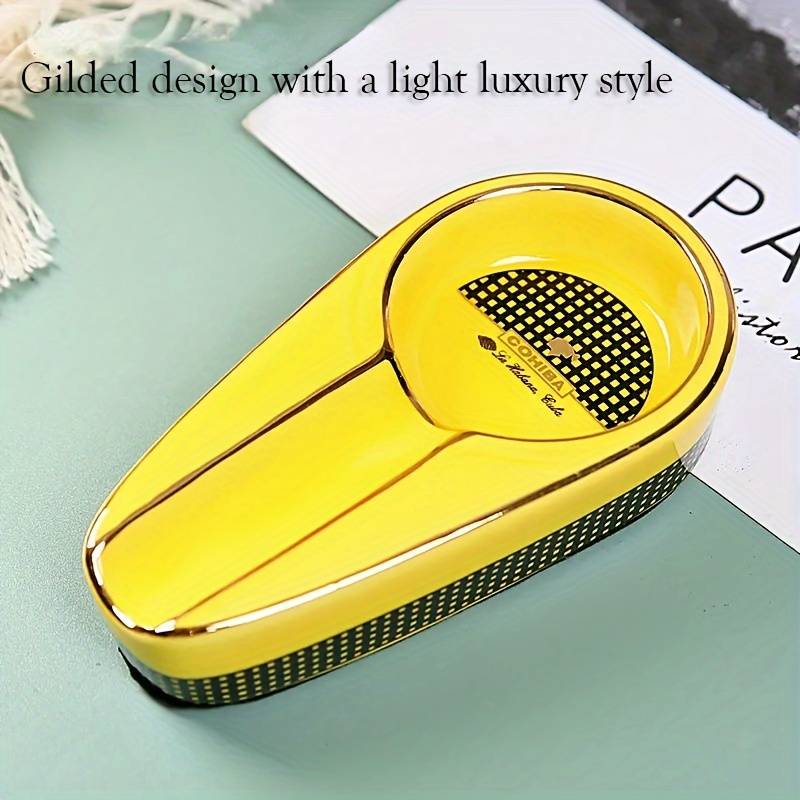 1pc Elegant Ceramic Cigar Ashtray Portable Creative Accessory for Smokers Ideal Living Room De