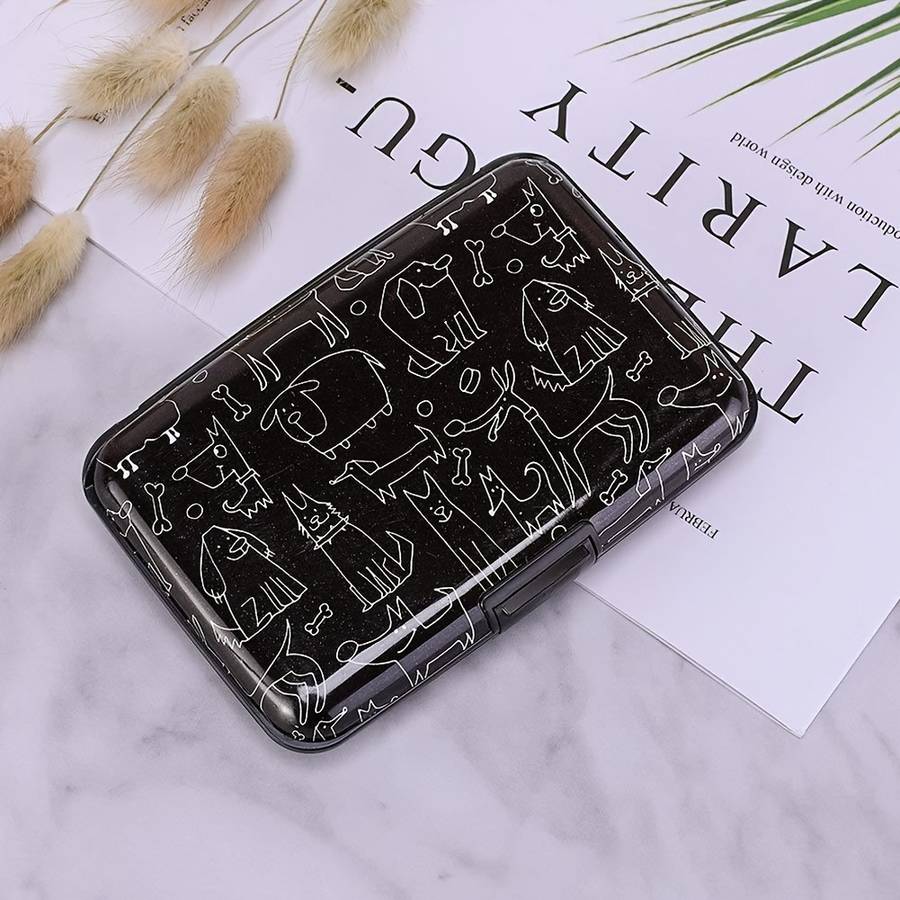 1pc RONG REN HUI Modern Egyptian-Inspired Line Art RFID Blocking Aluminum Wallet Compact Metal Ca
