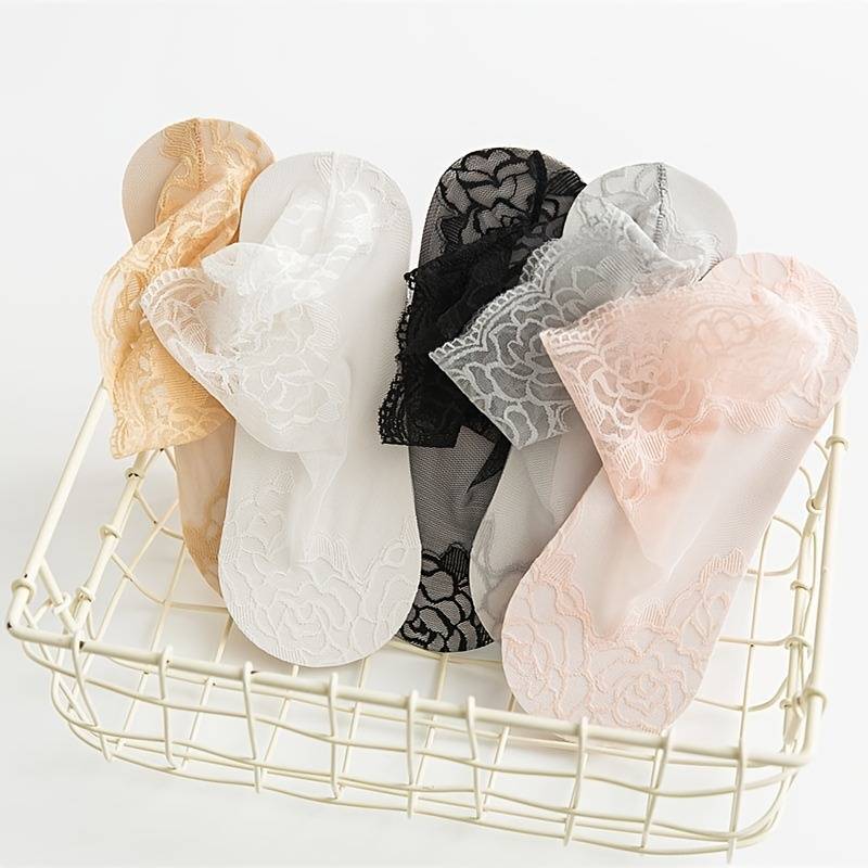 5 Pairs Light Beige One Size High Elastic Socks