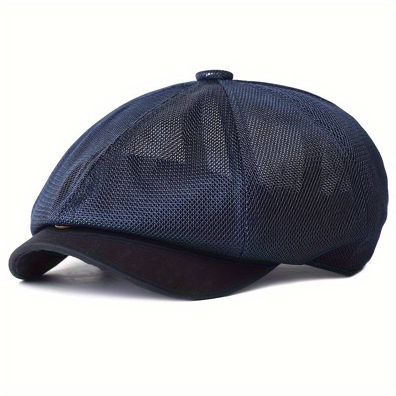 1pc Breathable Mesh Newsboy Cap Summer Casual Outdoor Beret Fashion Solid Color Octagonal Hat fo