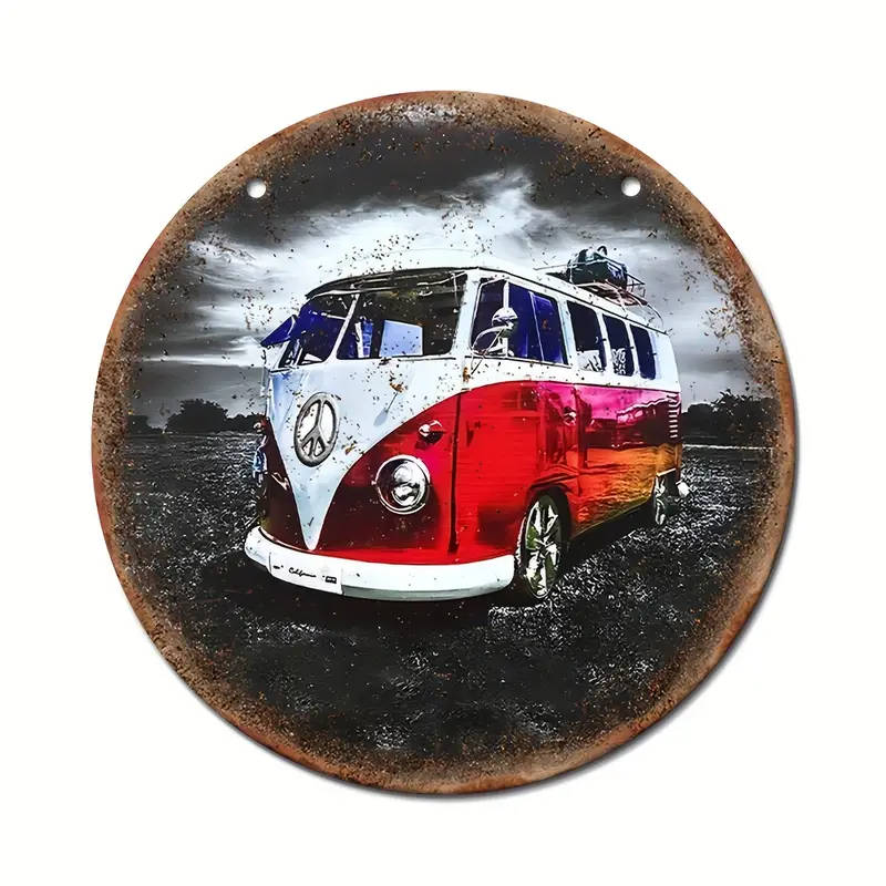 1pc Vintage Camper Van Aluminum Sign 20.32x20.32cm Waterproof Multipurpose Metal Wall Hanging for Ma