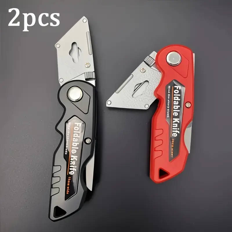 2-Piece Multi-Function Folding Utility Knife Set Black+Red