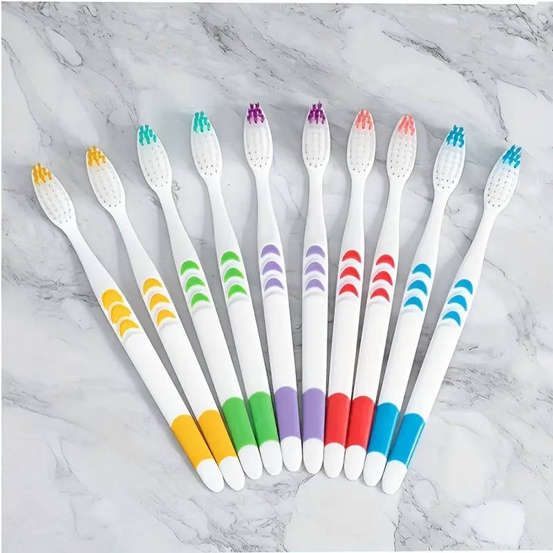 10Pack Bamboo Charcoal Nano Toothbrushes Soft Manual Toothbrushes for Adults Compact Polyester Brist