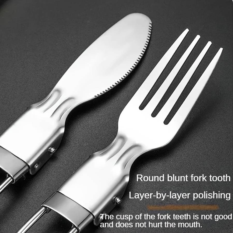 3pcs Stainless Steel Cutlery Set Portable Spoon Fork and Knife Polished Finish Compact and