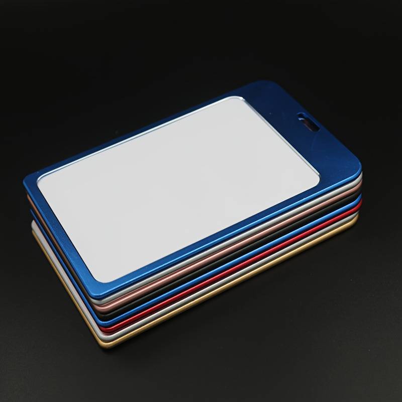 1pc A Vertical Aluminum Card Holder In Golden Color Suitable For Employee ID Cards Student Cards