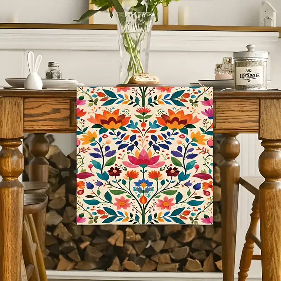 Vibrant Floral Table Runner - 179.83cm x 35.05cm, Home Decor for Dining Tables