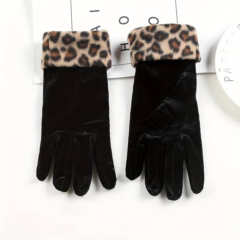 1 Pair Leopard Warm Gloves