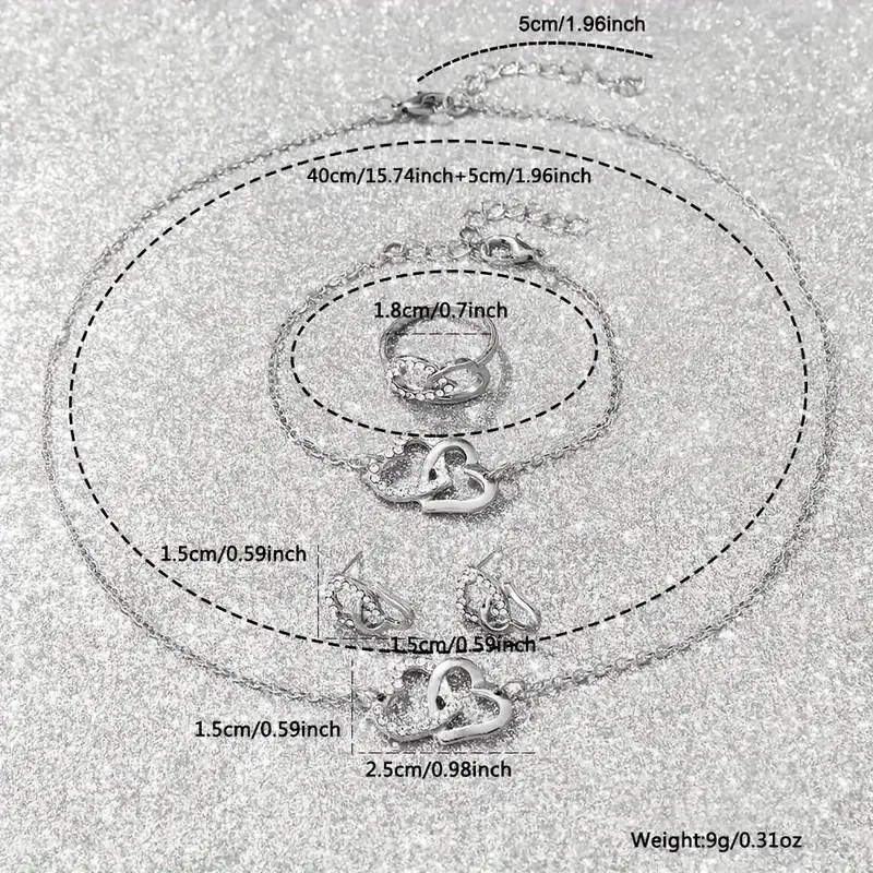 Heart-shaped Quartz Watch And Jewellery Set Of 6pcs