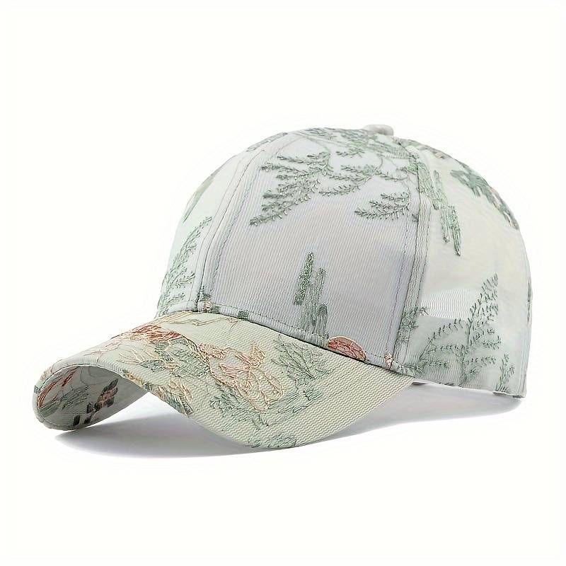 1pc Breathable Mesh Baseball Cap for Women Adjustable Sun-Protective Dad Hat with Classic Embroi