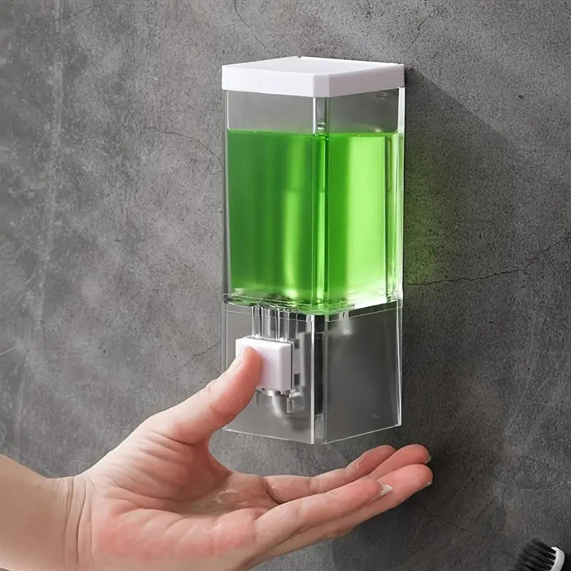 1pc Easy-Install Wall-Mounted Soap Dispenser BPA-Free Single-Head Hand Soap Machine for Bathroom Hot