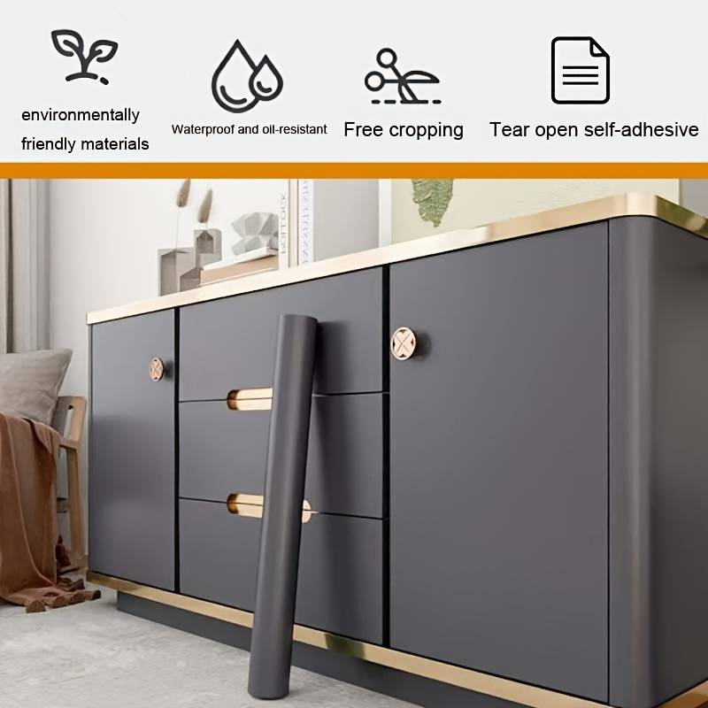 1PC Wall StickersMatte Texture Pure Black60CMX300CM  23.62X118.11IN