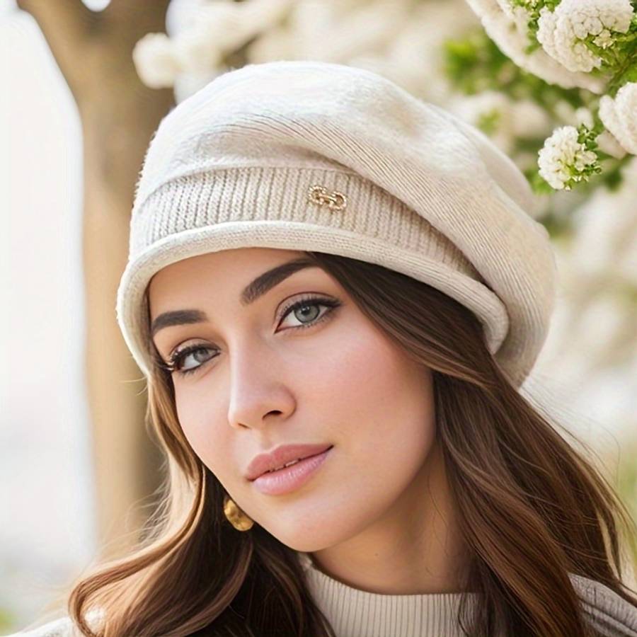 Women's Stretchy Beanie Hat With Pocket Soft And Cozy Acrylic Knit Cap