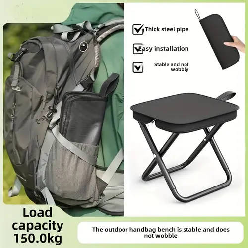 1pc Lightweight Iron Alloy Frame Folding Chair  Portable Outdoor Picnic Camping Stool with Carry Bag