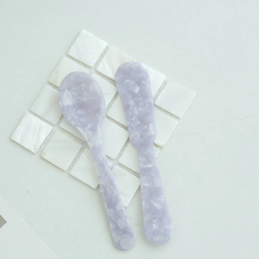 2pcs Acrylic Spoon and Butter Knife Set Shatter Resistant PMMA Kitchenware Light Purple Ivory