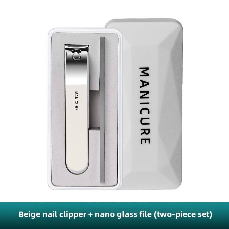 2pcs Classic Stainless Steel Nail Clippers and Nail File Set with Storage Case Sharp Concave E