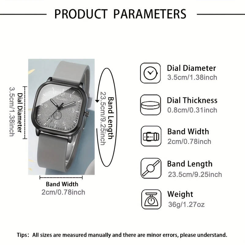 1pc Stylish Men's Square Dial Quartz Watch Perfect Gift For Boyfriend Family On Birthdays Holidays