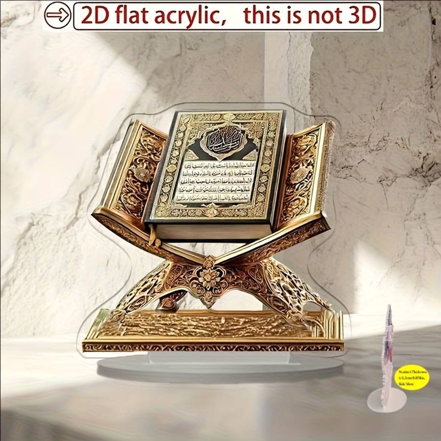 2D Flat Elegant Acrylic Holy Book Holder With Golden Embellishments Bohemian Style De